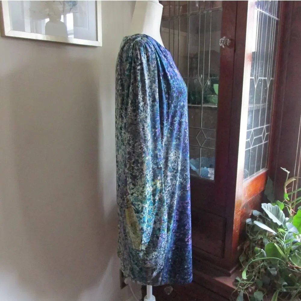 Abstract Jewel Tone Dolman Dress Size 4 Pockets Suzi Chin Artsy